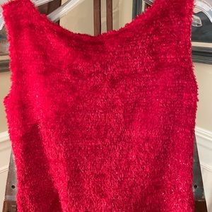 Ladies sleeveless top shiny red